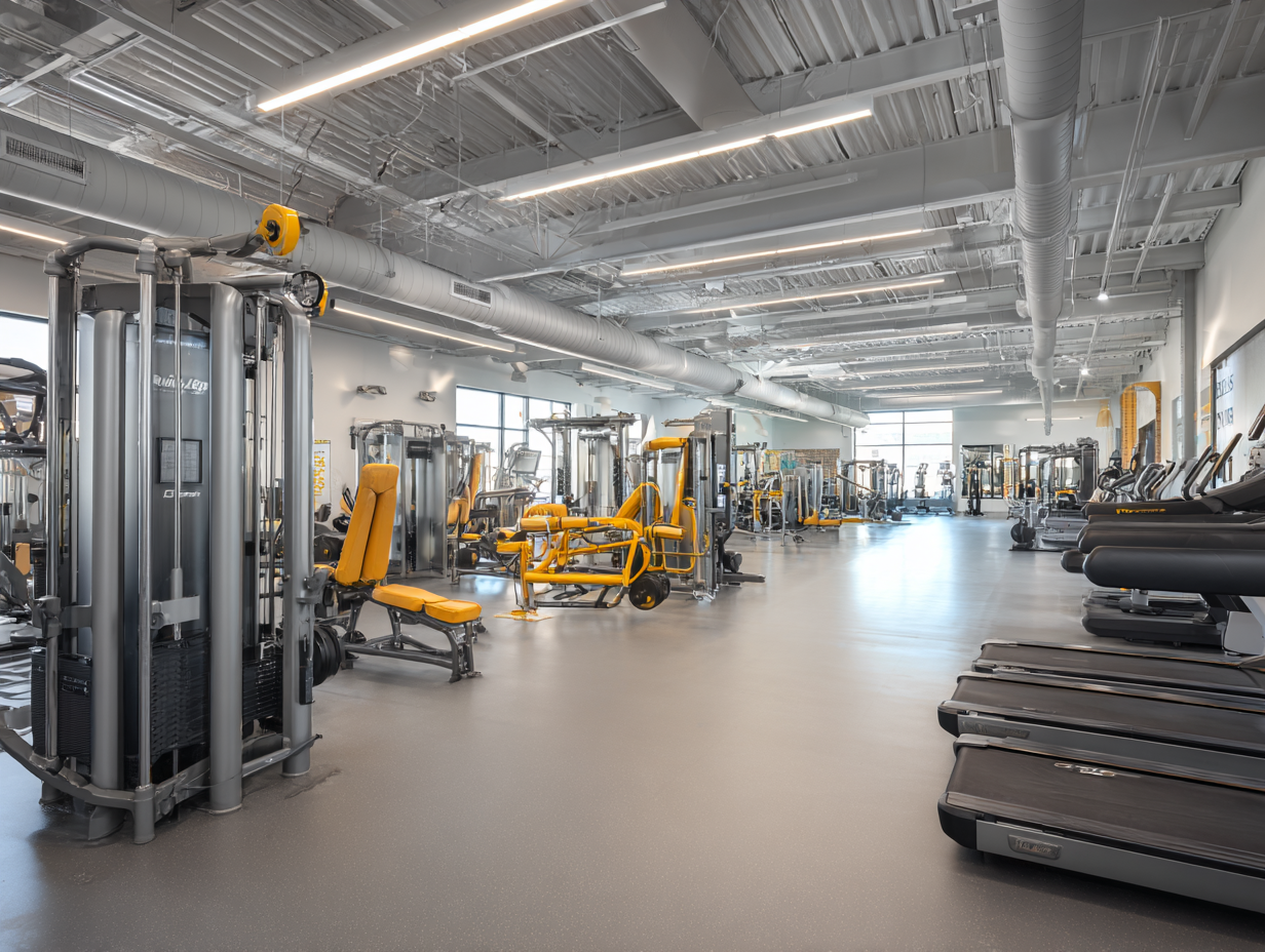 Сучасний тренажерний зал з різноманітним обладнанням